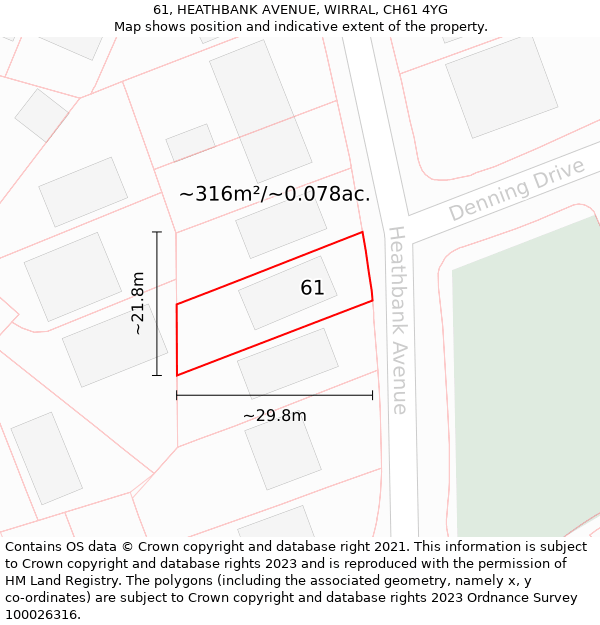 61, HEATHBANK AVENUE, WIRRAL, CH61 4YG: Plot and title map