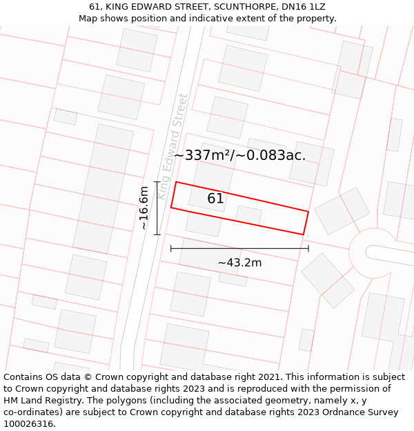 61, KING EDWARD STREET, SCUNTHORPE, DN16 1LZ: Plot and title map