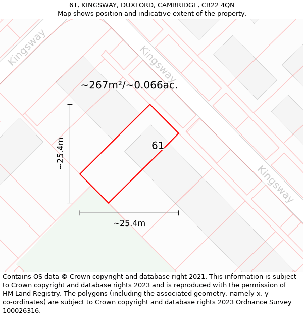 61, KINGSWAY, DUXFORD, CAMBRIDGE, CB22 4QN: Plot and title map