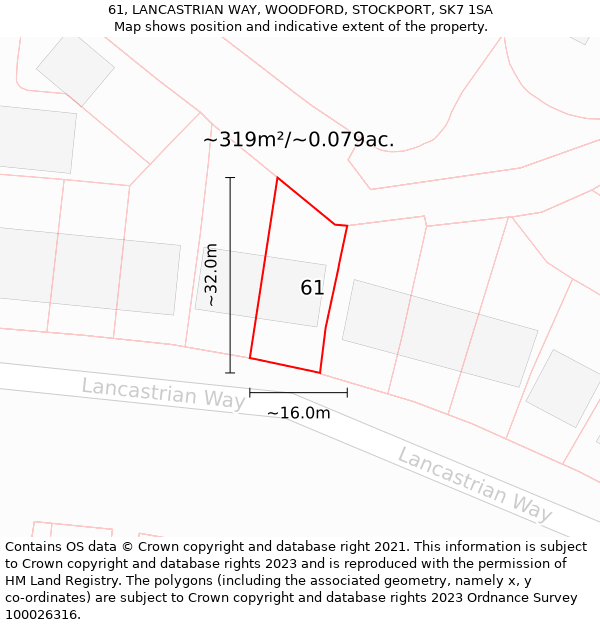 61, LANCASTRIAN WAY, WOODFORD, STOCKPORT, SK7 1SA: Plot and title map