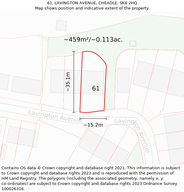 61, LAVINGTON AVENUE, CHEADLE, SK8 2HQ: Plot and title map