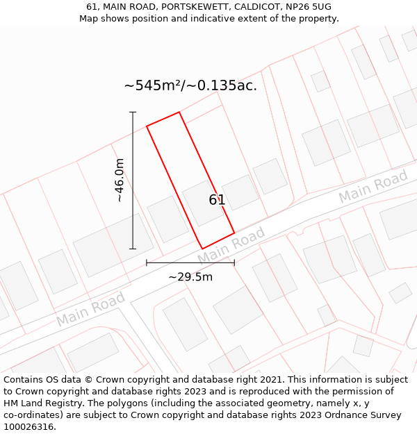 61, MAIN ROAD, PORTSKEWETT, CALDICOT, NP26 5UG: Plot and title map