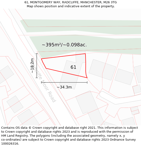 61, MONTGOMERY WAY, RADCLIFFE, MANCHESTER, M26 3TG: Plot and title map