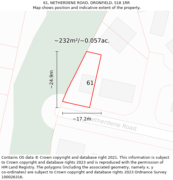61, NETHERDENE ROAD, DRONFIELD, S18 1RR: Plot and title map