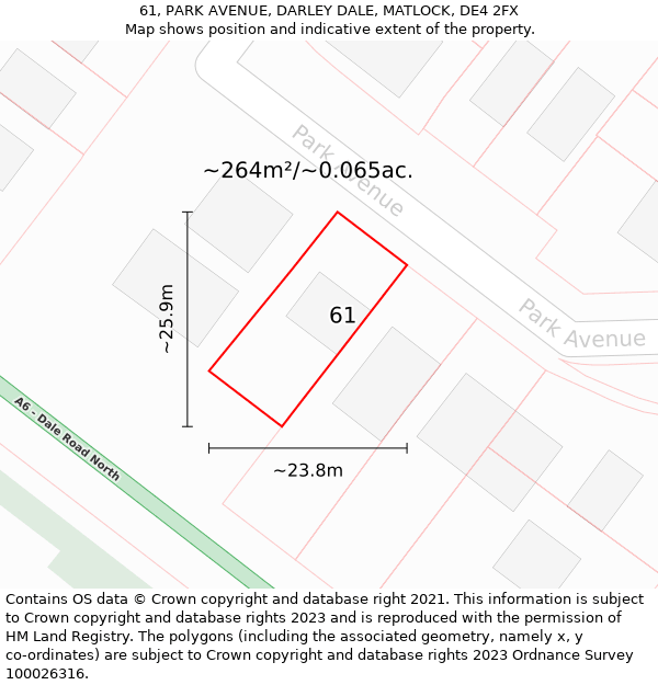 61, PARK AVENUE, DARLEY DALE, MATLOCK, DE4 2FX: Plot and title map