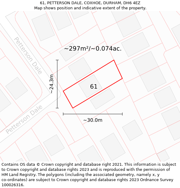 61, PETTERSON DALE, COXHOE, DURHAM, DH6 4EZ: Plot and title map