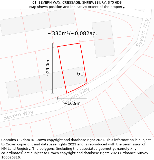 61, SEVERN WAY, CRESSAGE, SHREWSBURY, SY5 6DS: Plot and title map