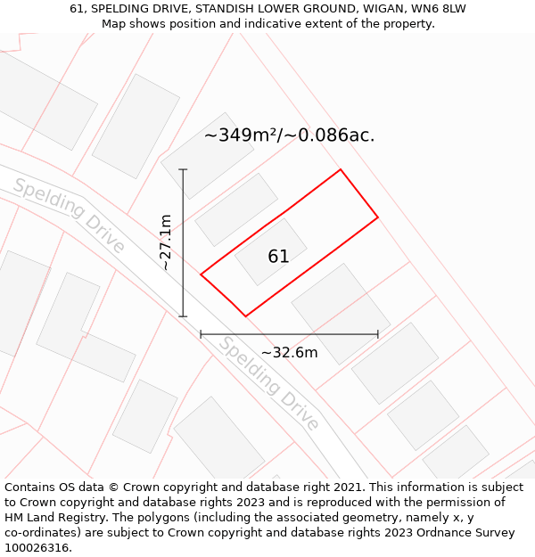 61, SPELDING DRIVE, STANDISH LOWER GROUND, WIGAN, WN6 8LW: Plot and title map