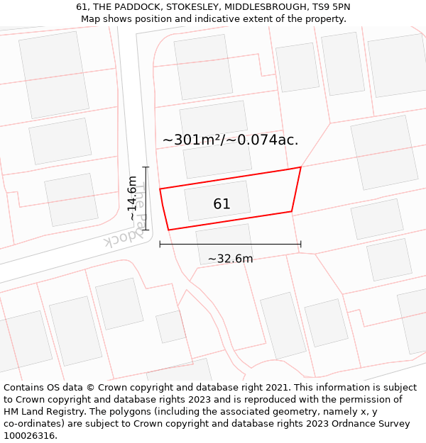 61, THE PADDOCK, STOKESLEY, MIDDLESBROUGH, TS9 5PN: Plot and title map