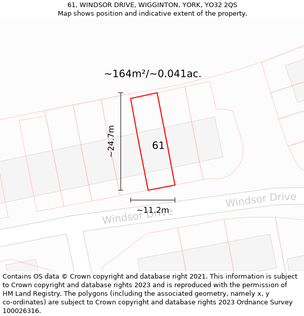 61, WINDSOR DRIVE, WIGGINTON, YORK, YO32 2QS: Plot and title map