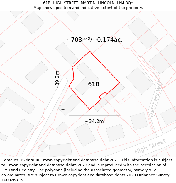 61B, HIGH STREET, MARTIN, LINCOLN, LN4 3QY: Plot and title map