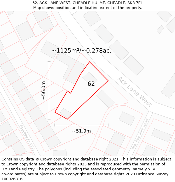 62, ACK LANE WEST, CHEADLE HULME, CHEADLE, SK8 7EL: Plot and title map