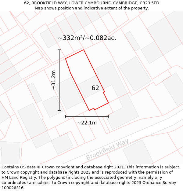 62, BROOKFIELD WAY, LOWER CAMBOURNE, CAMBRIDGE, CB23 5ED: Plot and title map