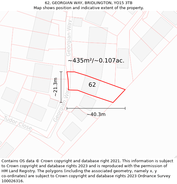 62, GEORGIAN WAY, BRIDLINGTON, YO15 3TB: Plot and title map