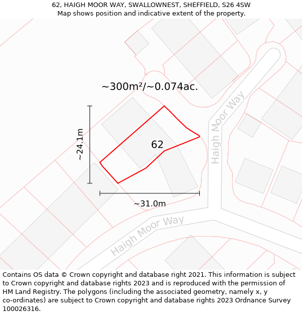 62, HAIGH MOOR WAY, SWALLOWNEST, SHEFFIELD, S26 4SW: Plot and title map