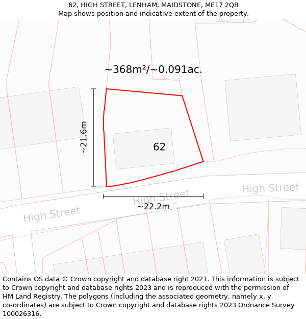 62, HIGH STREET, LENHAM, MAIDSTONE, ME17 2QB: Plot and title map