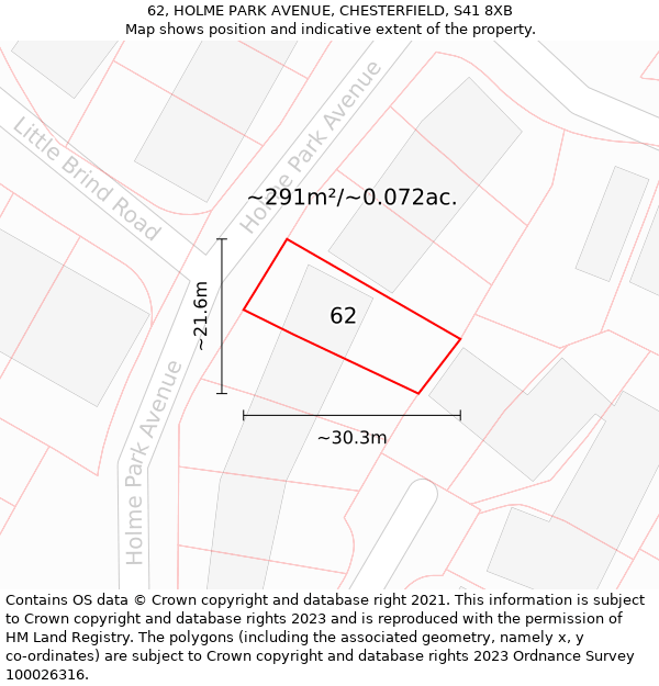 62, HOLME PARK AVENUE, CHESTERFIELD, S41 8XB: Plot and title map