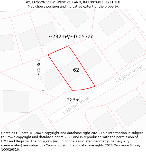 62, LAGOON VIEW, WEST YELLAND, BARNSTAPLE, EX31 3LE: Plot and title map