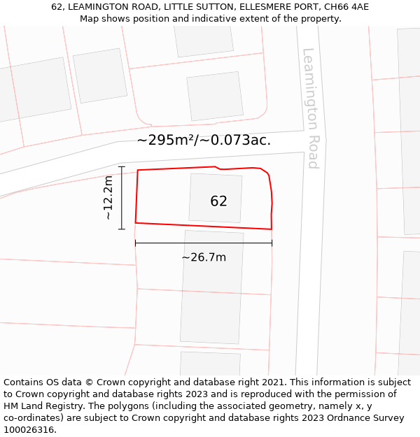 62, LEAMINGTON ROAD, LITTLE SUTTON, ELLESMERE PORT, CH66 4AE: Plot and title map