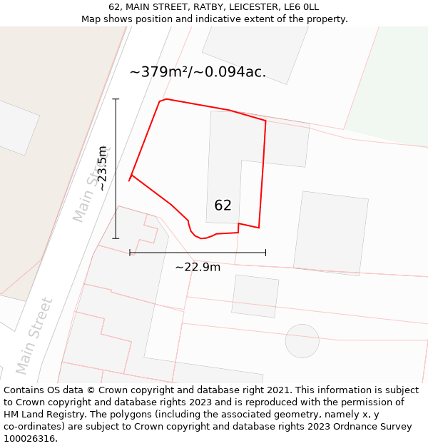 62, MAIN STREET, RATBY, LEICESTER, LE6 0LL: Plot and title map