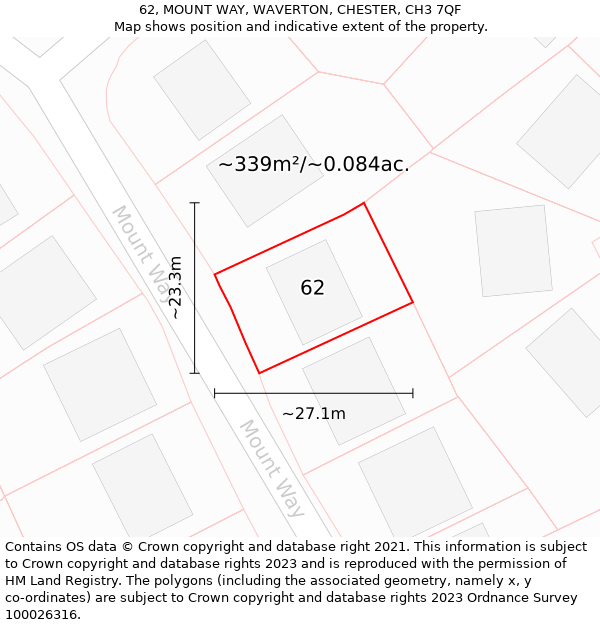 62, MOUNT WAY, WAVERTON, CHESTER, CH3 7QF: Plot and title map