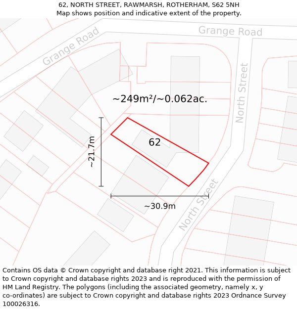 62, NORTH STREET, RAWMARSH, ROTHERHAM, S62 5NH: Plot and title map