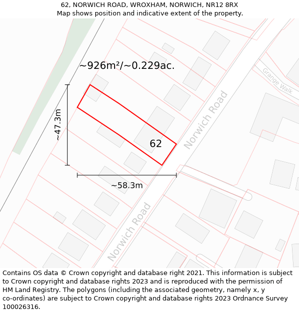 62, NORWICH ROAD, WROXHAM, NORWICH, NR12 8RX: Plot and title map