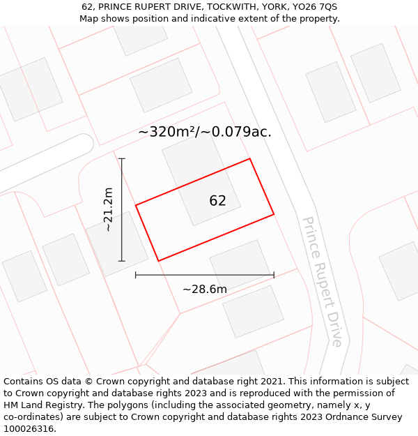 62, PRINCE RUPERT DRIVE, TOCKWITH, YORK, YO26 7QS: Plot and title map