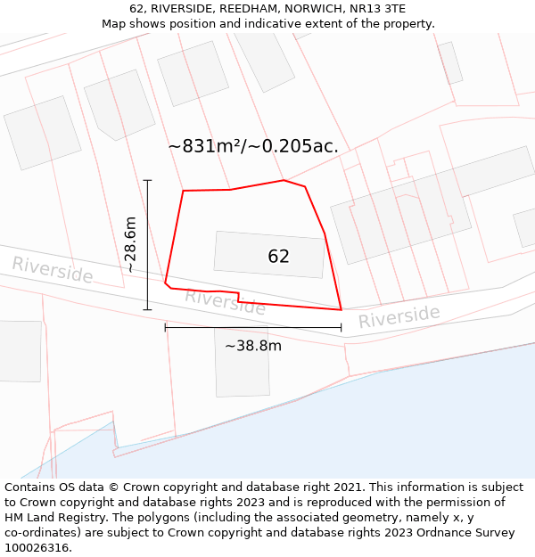 62, RIVERSIDE, REEDHAM, NORWICH, NR13 3TE: Plot and title map