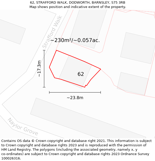 62, STRAFFORD WALK, DODWORTH, BARNSLEY, S75 3RB: Plot and title map