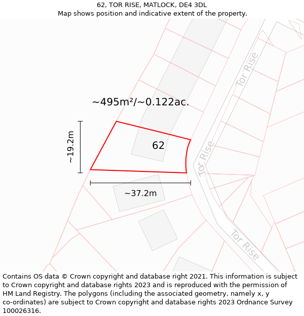 62, TOR RISE, MATLOCK, DE4 3DL: Plot and title map