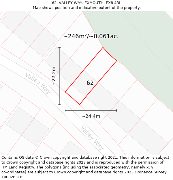 62, VALLEY WAY, EXMOUTH, EX8 4RL: Plot and title map