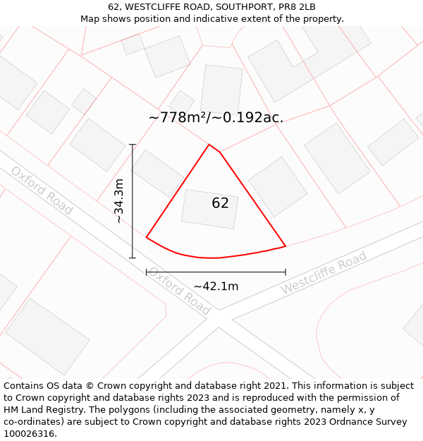 62, WESTCLIFFE ROAD, SOUTHPORT, PR8 2LB: Plot and title map