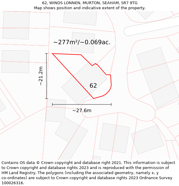 62, WINDS LONNEN, MURTON, SEAHAM, SR7 9TG: Plot and title map