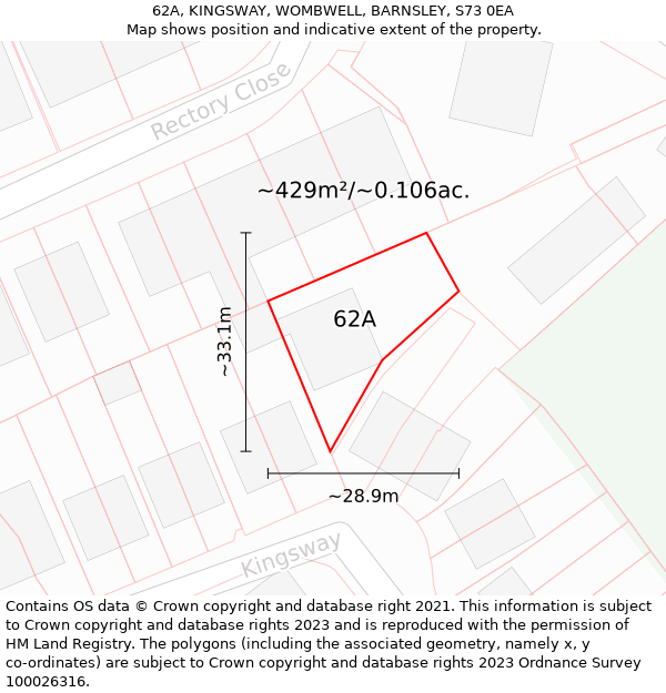 62A, KINGSWAY, WOMBWELL, BARNSLEY, S73 0EA: Plot and title map