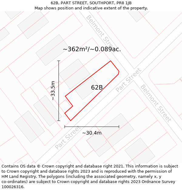 62B, PART STREET, SOUTHPORT, PR8 1JB: Plot and title map