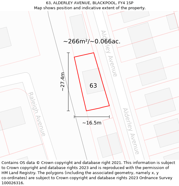 63, ALDERLEY AVENUE, BLACKPOOL, FY4 1SP: Plot and title map