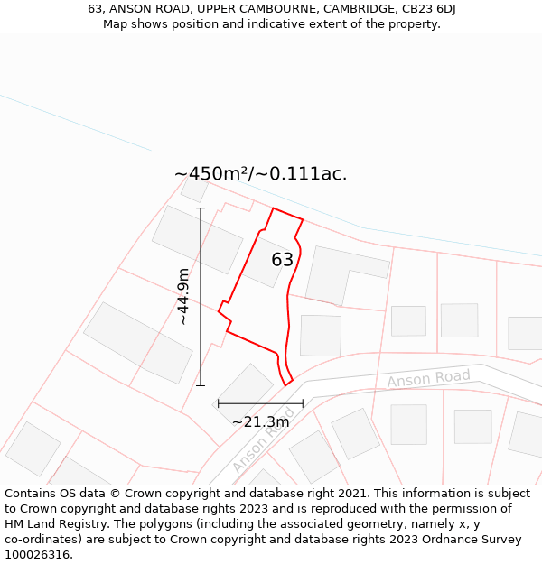 63, ANSON ROAD, UPPER CAMBOURNE, CAMBRIDGE, CB23 6DJ: Plot and title map