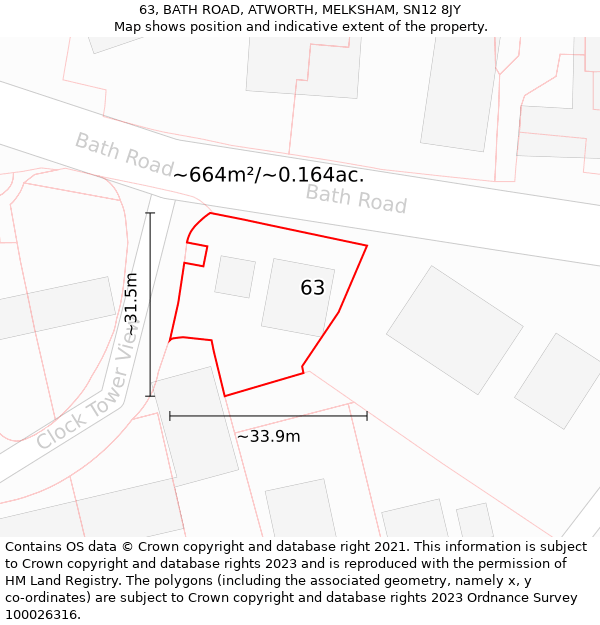 63, BATH ROAD, ATWORTH, MELKSHAM, SN12 8JY: Plot and title map