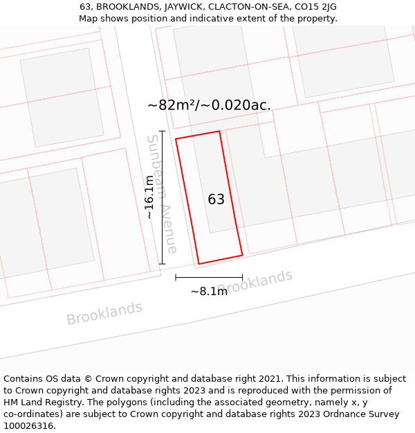 63, BROOKLANDS, JAYWICK, CLACTON-ON-SEA, CO15 2JG: Plot and title map