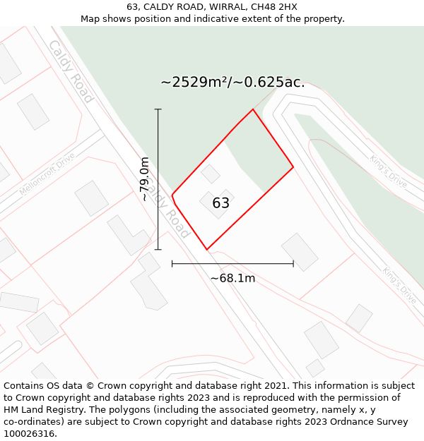 63, CALDY ROAD, WIRRAL, CH48 2HX: Plot and title map
