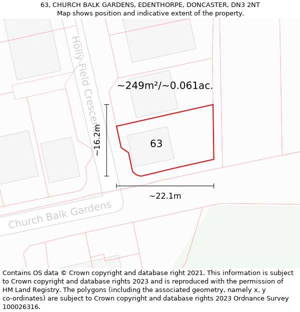 63, CHURCH BALK GARDENS, EDENTHORPE, DONCASTER, DN3 2NT: Plot and title map