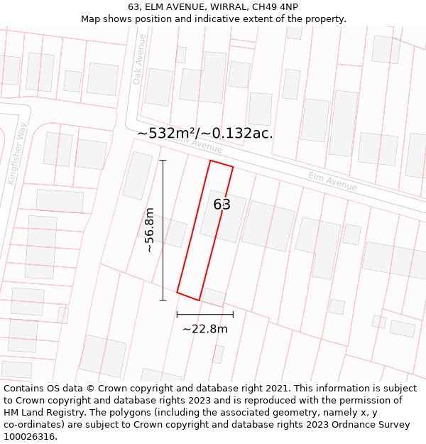 63, ELM AVENUE, WIRRAL, CH49 4NP: Plot and title map