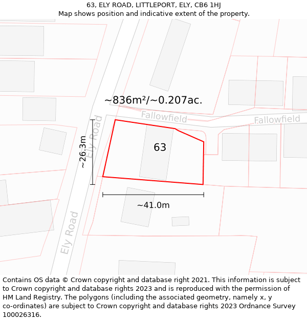 63, ELY ROAD, LITTLEPORT, ELY, CB6 1HJ: Plot and title map