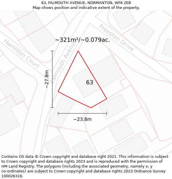 63, FALMOUTH AVENUE, NORMANTON, WF6 2EB: Plot and title map