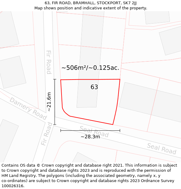 63, FIR ROAD, BRAMHALL, STOCKPORT, SK7 2JJ: Plot and title map