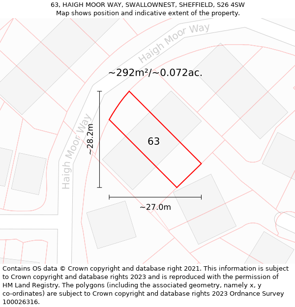 63, HAIGH MOOR WAY, SWALLOWNEST, SHEFFIELD, S26 4SW: Plot and title map