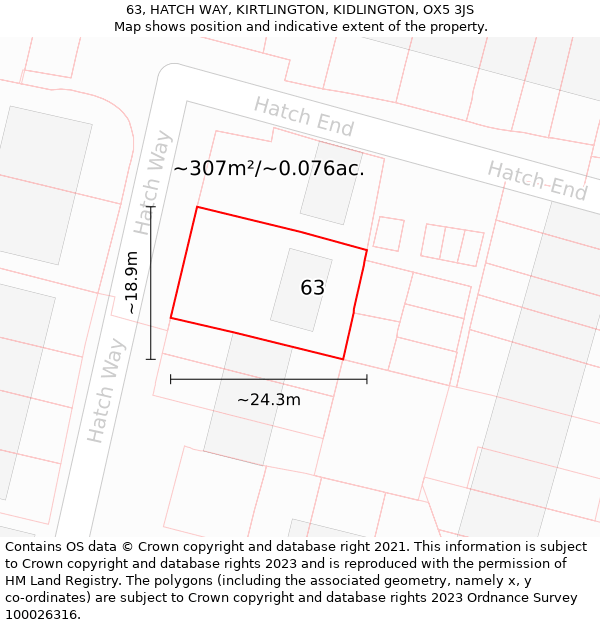 63, HATCH WAY, KIRTLINGTON, KIDLINGTON, OX5 3JS: Plot and title map