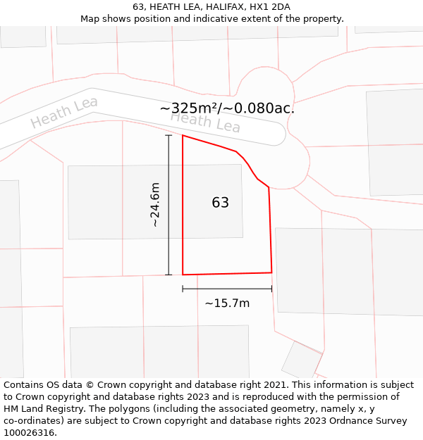 63, HEATH LEA, HALIFAX, HX1 2DA: Plot and title map