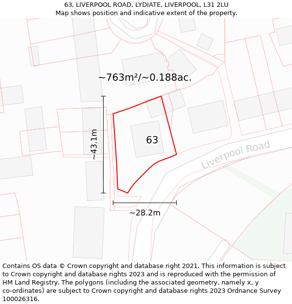 63, LIVERPOOL ROAD, LYDIATE, LIVERPOOL, L31 2LU: Plot and title map